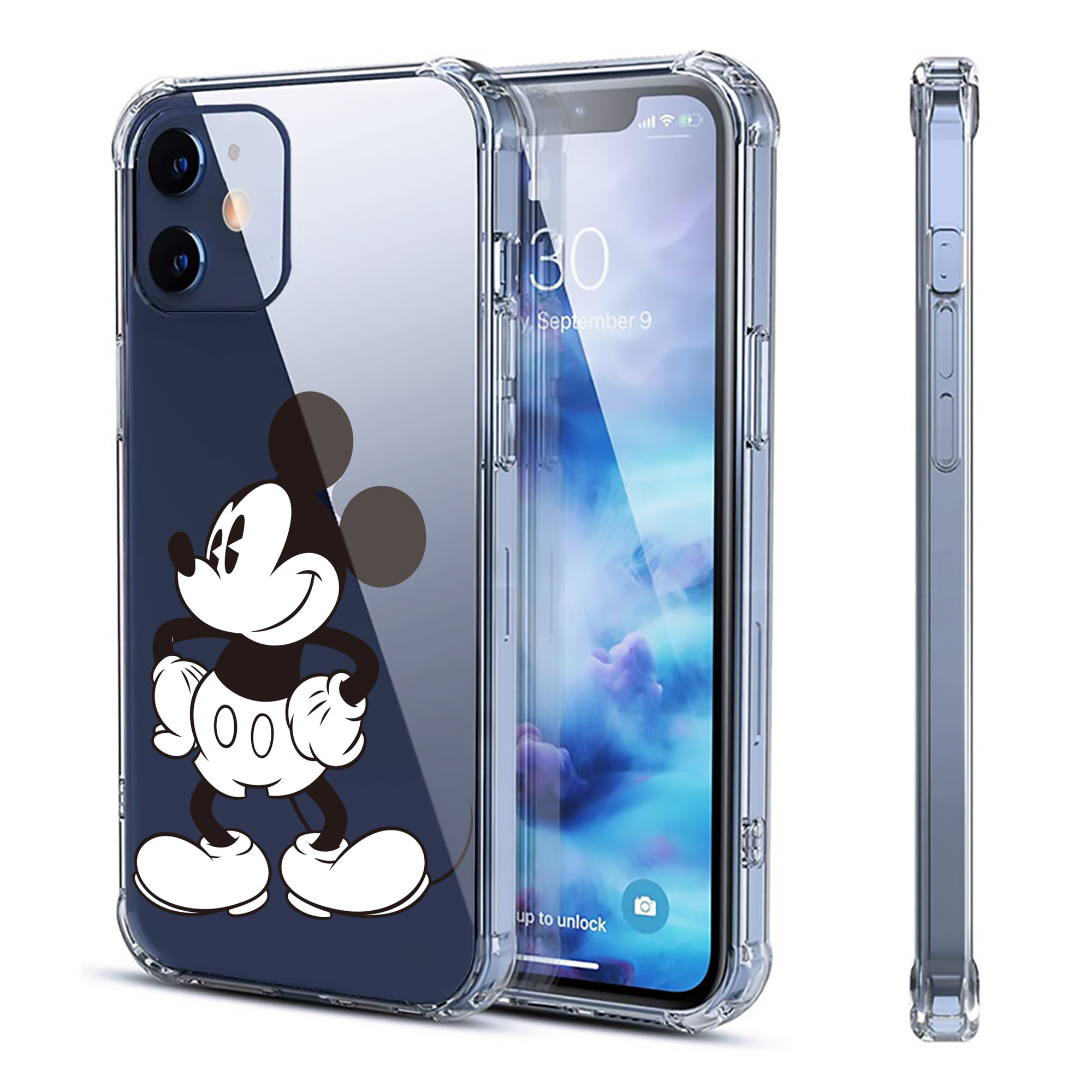 （画像用） ミッキーマウス Mickey Mouse 【iPhone 12シリーズ対応】透明スマホケース（クリアソフトケース）